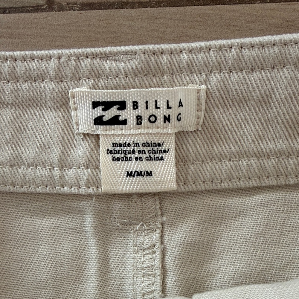 Billabong Womens Cream Cargo Mini Skirt Off White Denim Utility Size Medium - Picture 2 of 7